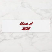 Class of 2026 burgundy tyoography graduation waterfles etiket (Enkel label)