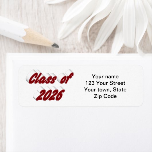 Class of 2026 burgundy typography graduation etiket (Insitu)