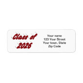 Class of 2026 burgundy typography graduation etiket (Voorkant)