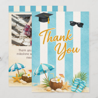 Class of 2026 Coastal Beach Grad Thank You Card Bedankkaart