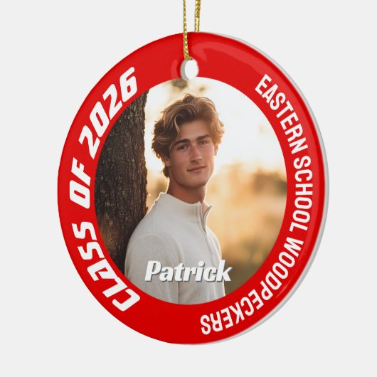 Class of 2026 Customizable School Senior Photo Keramisch Ornament (Links)