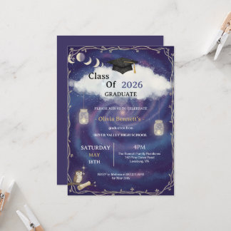 Class of 2026 Die Cut Graduation Invitation Custom Kaart