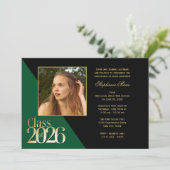 Class of 2026 Gold Grad Green with Photo Kaart (Staand voorkant)