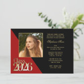 Class of 2026 Gold Grad Red with Photo Kaart (Staand voorkant)