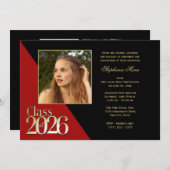 Class of 2026 Gold Grad Red with Photo Kaart (Voorkant / Achterkant)