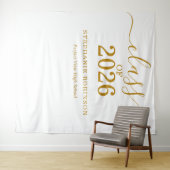 Class of 2026 Gold Script Graduation Backdrop Prop Wandkleed (In Situ (horizontaal))