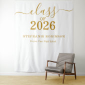 Class of 2026 Gold Script Graduation Backdrop Prop Wandkleed (In situ)