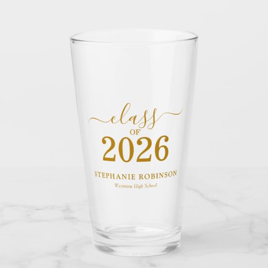 Class of 2026 Gold Script Typography Graduation  Glas (Voorkant)