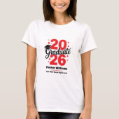 Class of 2026 Grad Cap | Graduate Red T-shirt (Voorkant)
