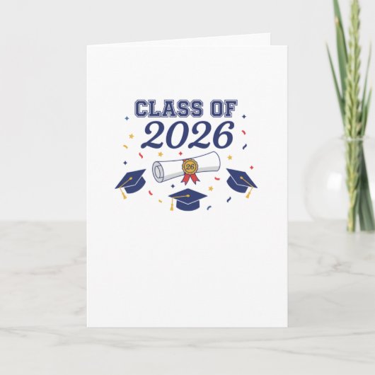 Class of 2026 Grad Caps and Diploma Card Blank Kaart (Voorkant)