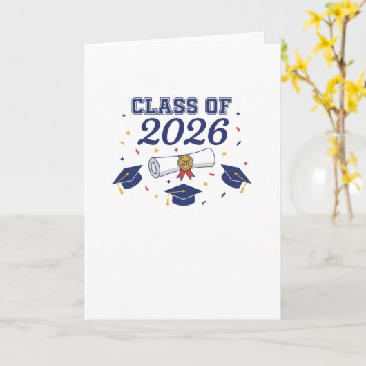 Class of 2026 Grad Caps and Diploma Card Blank Kaart (Gele Bloem)