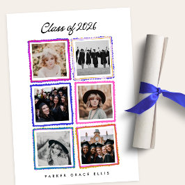 Class of 2026 Graduate 6 Photo Collage High School Aankondiging