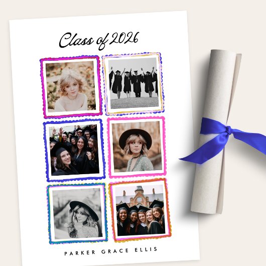 Class of 2026 Graduate 6 Photo Collage High School Aankondiging