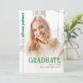 Class of 2026 GRADUATE minimalist green photo Aankondiging (Staand voorkant)
