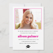 Class of 2026 GRADUATE minimalist hot pink photo Aankondiging (Achterkant)