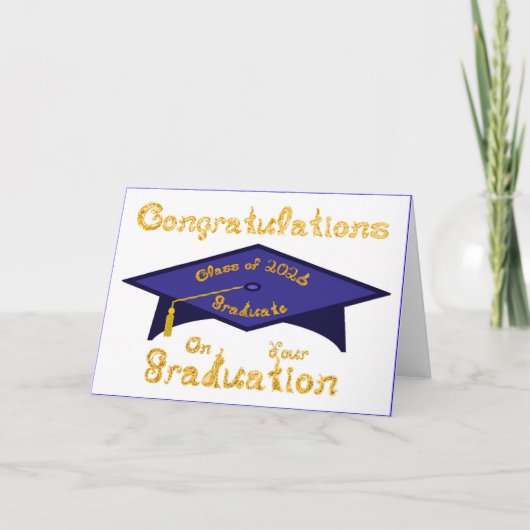Class of 2026 Graduate Navy Blue Gold Kaart (Voorkant)