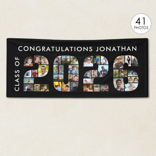 Class of 2026 Graduation 41 Photo Collage Black Spandoek