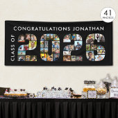 Class of 2026 Graduation 41 Photo Collage Black Spandoek