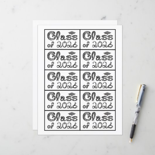 Class of 2026 Graduation Black Tag Captions Paper (Voorkant / Achterkant in situ)