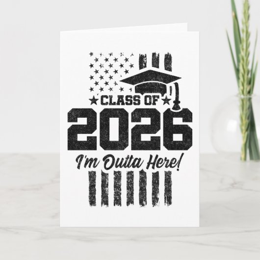 Class of 2026 Graduation Distressed Flag Design Kaart (Voorkant)