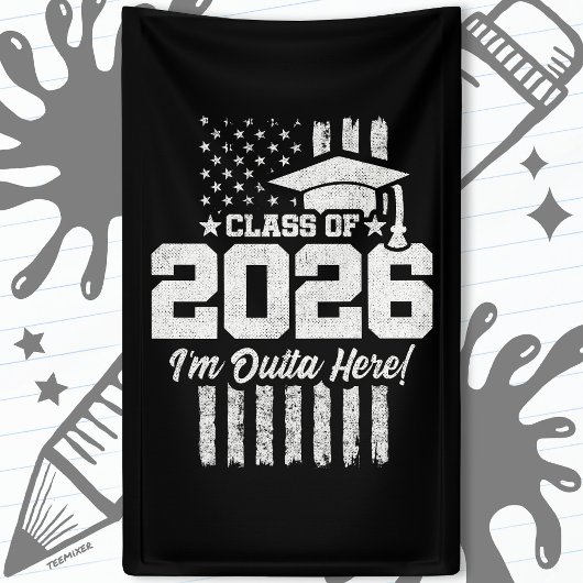 Class of 2026 Graduation Distressed Flag Design Spandoek