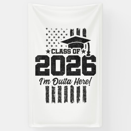 Class of 2026 Graduation Distressed Flag Design Spandoek (Verticaal)