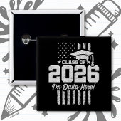 Class of 2026 Graduation Distressed Flag Design Vierkante Button 5,1 Cm