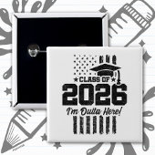 Class of 2026 Graduation Distressed Flag Design Vierkante Button 5,1 Cm