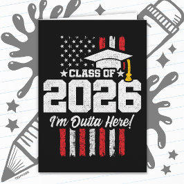 Class of 2026 Graduation Fun Quote Distressed Flag Kaart