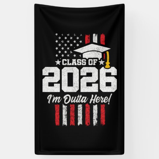 Class of 2026 Graduation Fun Quote Distressed Flag Spandoek (Verticaal)