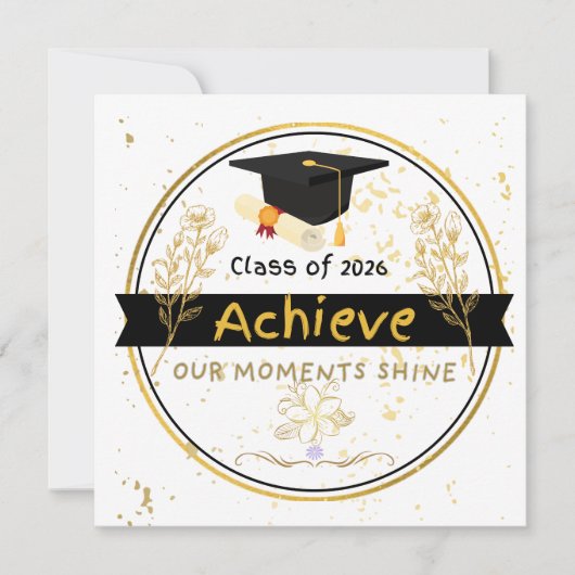 Class of 2026 Graduation Gold Floral Sticker Kaart (Voorkant)