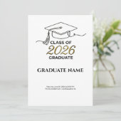 Class of 2026 Graduation Invitation Gold and Black Kaart (Staand voorkant)
