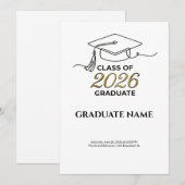 Class of 2026 Graduation Invitation Gold and Black Kaart (Voorkant / Achterkant)