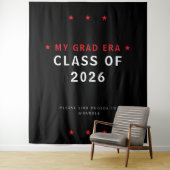 Class of 2026 Graduation Photo Booth Backdrop Red  Wandkleed (In situ)
