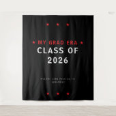 Class of 2026 Graduation Photo Booth Backdrop Red  Wandkleed (Voorkant)