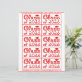 Class of 2026 Graduation Red Tag Captions Paper (Staand voorkant)