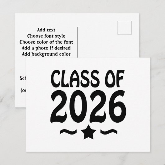 Class of 2026 Graduation Star Briefkaart (Voorkant / Achterkant)
