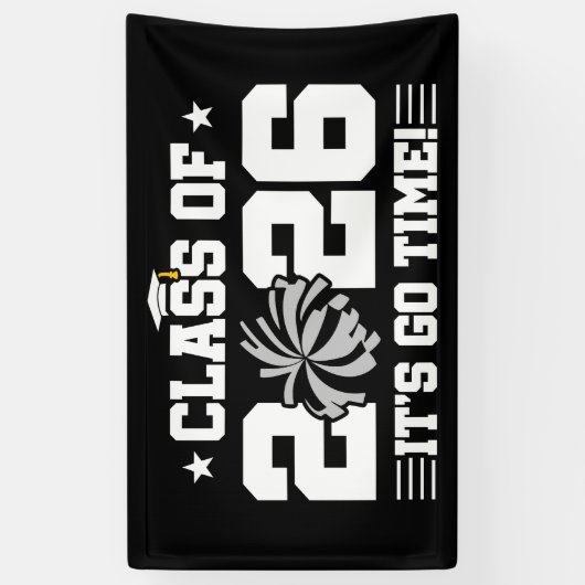 Class of 2026 Gray Cheer Graduation It’s Go Time Spandoek (Verticaal)