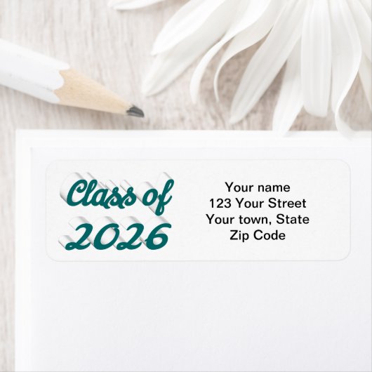 Class of 2026 green script graduation etiket (Insitu)