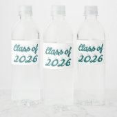 Class of 2026 green script graduation  waterfles etiket (Flessen)
