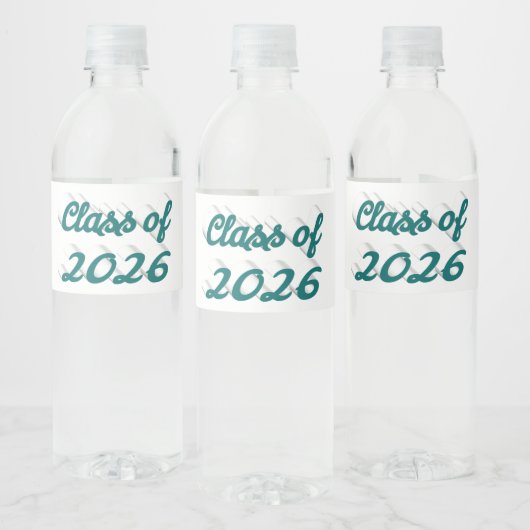 Class of 2026 green script graduation waterfles etiket (Flessen)