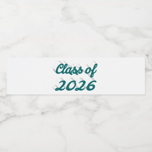 Class of 2026 green script graduation waterfles etiket (Enkel label)
