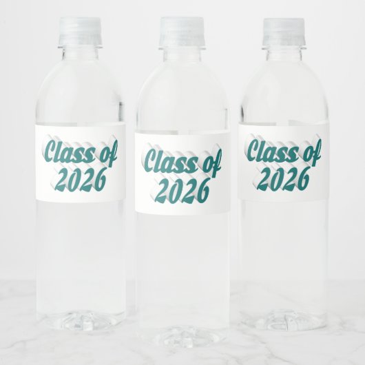 Class of 2026 green text graduation waterfles etiket (Flessen)