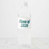 Class of 2026 green text graduation waterfles etiket (Voorkant)