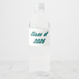 Class of 2026 green tyoography graduation  waterfles etiket