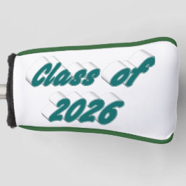 Class of 2026 green typography graduation  golfheadcover
