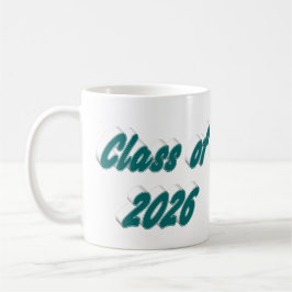 Class of 2026 green typography graduation koffiemok