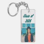 Class of 2026 green typography graduation photo  sleutelhanger (Voorkant Links)