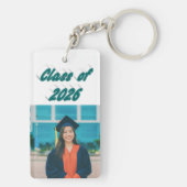 Class of 2026 green typography graduation photo  sleutelhanger (achterkant)