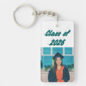 Class of 2026 green typography graduation photo  sleutelhanger (Voorkant)
